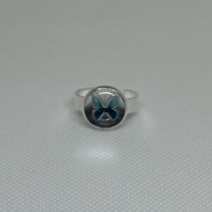 Handmade Silver Ring Featuring a Blue Butterfly